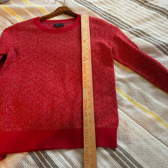 Tommy Hilfiger Women Red & Gold-Toned Embroidered Shimmery Pullover Sweater Sz S - Picture 3 of 7